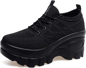 حذاء مشي لتقويم العظام للنساء من بوسيبين، حذاء مشي بكعب عريض مريح للنساء مضاد للانزلاق وجيد التهوية وسهل الارتداء