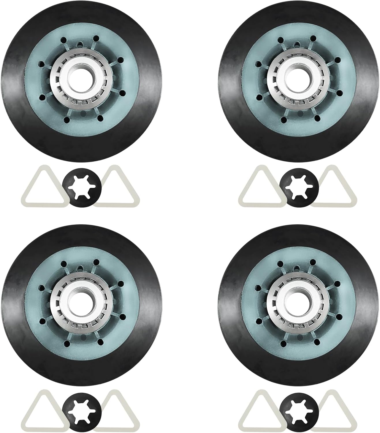 مجموعة بكرات دعم اسطوانة مجفف W10314173 من 4 قطع متوافقة مع ويرل بول وكينمور ومايتاغ بديل W10314171، 3396802، 3401846، WPW10314173، 8536974، AP6019303