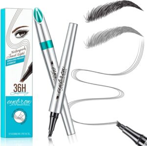قلم حواجب ميكروبليدينج من هولامي - قلم حواجب مقاوم للماء مع اداة توزيع بطرف شوكة صغيرة، قلم حواجب يدوم طويلا للحصول على مكياج حواجب بمظهر طبيعي (رمادي)