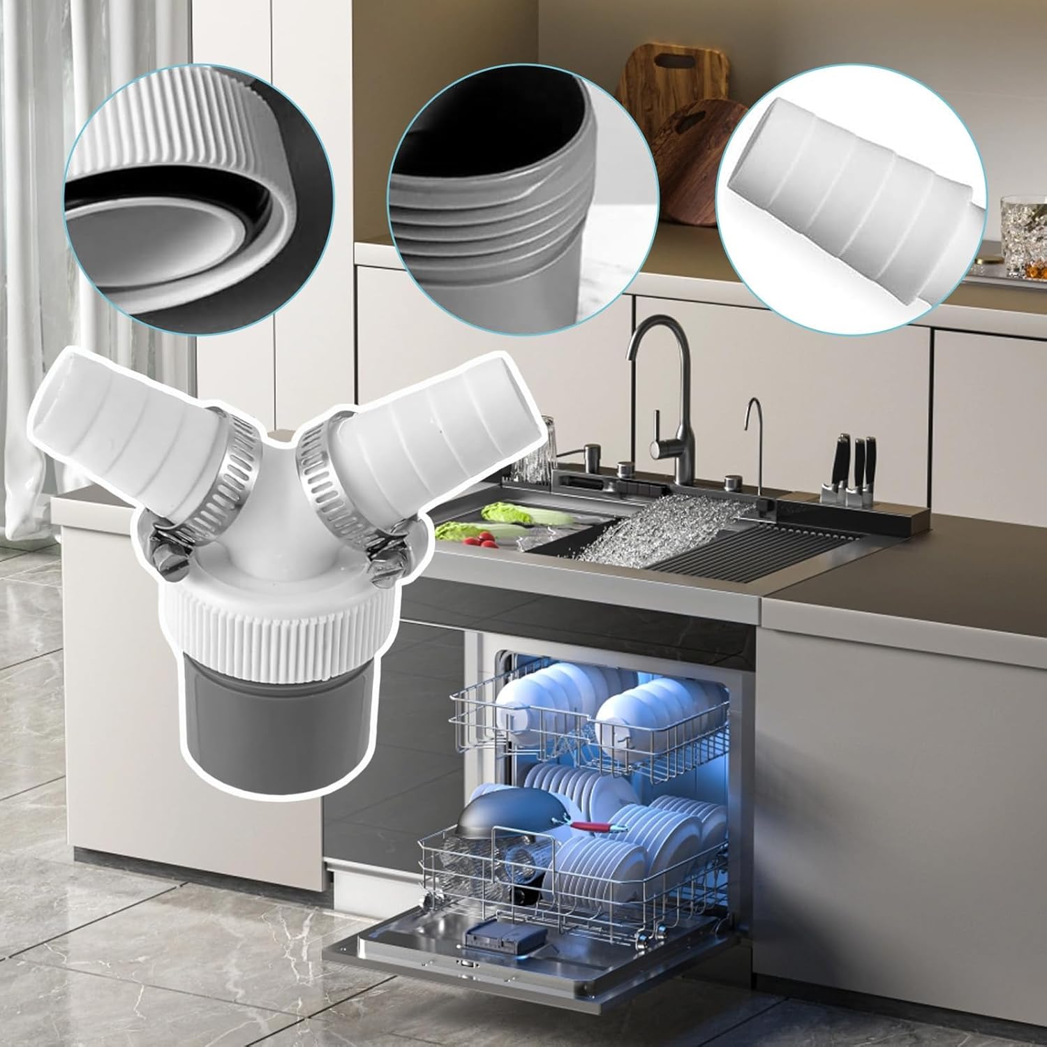 لينجي موصل مخرج مزدوج على شكل حرف Y للغسالات مزود بمشبكين للخرطوم، مفصل ثلاثي الاتجاهات، محول تصريف عالمي للغسالات وغسالة الصحون، مخرج 40 ملم 8 لينجي موصل مخرج مزدوج على شكل حرف Y للغسالات مزود بمشبكين للخرطوم، مفصل ثلاثي الاتجاهات، محول تصريف عالمي للغسالات وغسالة الصحون، مخرج 40 ملم - الصورة 8