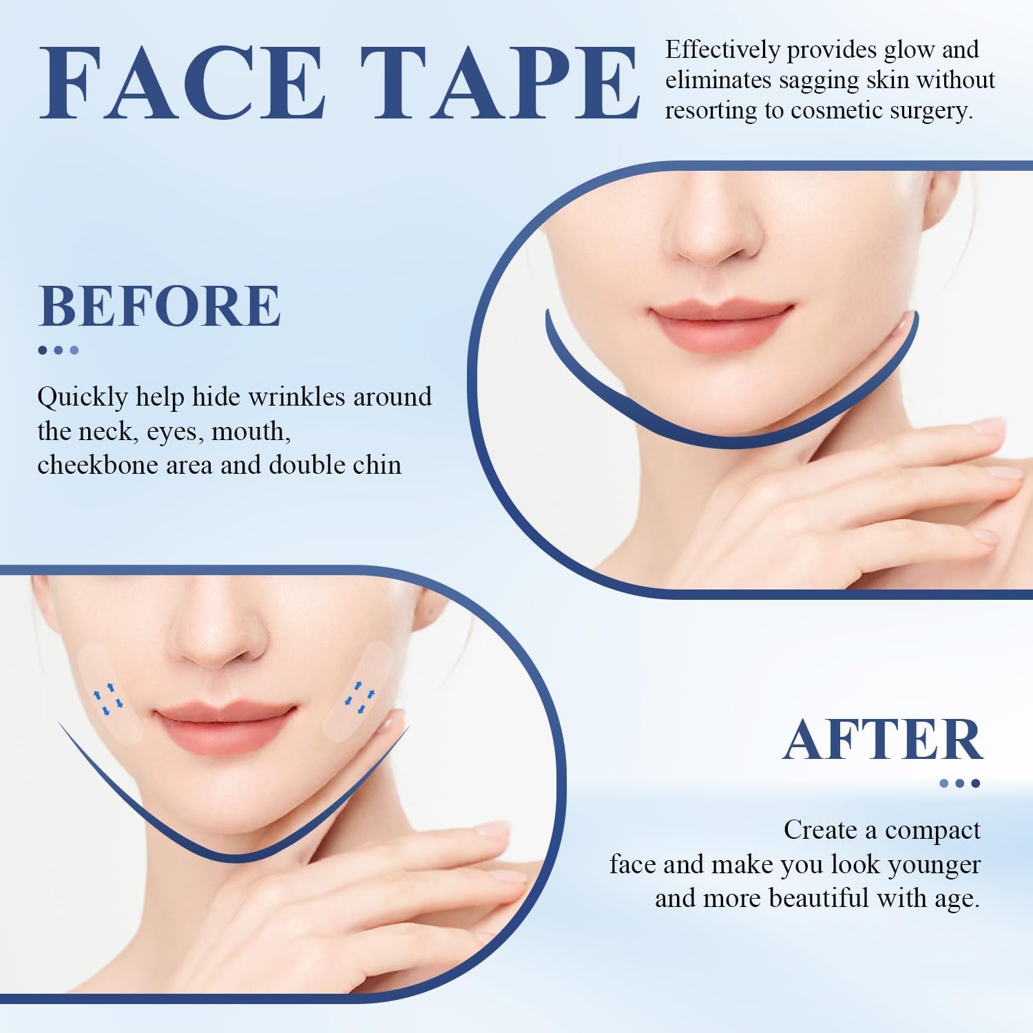 120 قطعة من شريط شد الوجه غير المرئي من يلا جوي، شريط شد الوجه غير المرئي، ملصق شد الوجه الفوري، شرائط وجه على شكل حرف V للبشرة المترهلة للذقن المزدوجة 3 120 قطعة من شريط شد الوجه غير المرئي من يلا جوي، شريط شد الوجه غير المرئي، ملصق شد الوجه الفوري، شرائط وجه على شكل حرف V للبشرة المترهلة للذقن المزدوجة - الصورة 3