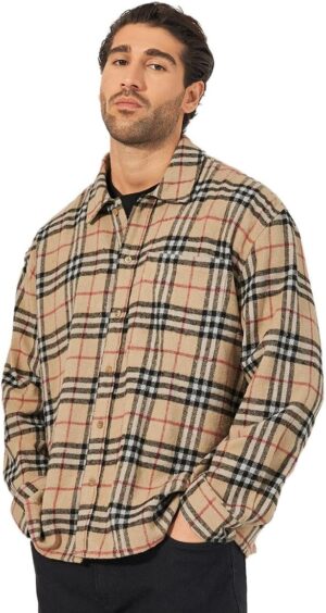 حراج السعودية ديلز: تسوق أونلاين | الإلكترونيات، الأزياء، الجوالات، البقالة Haraj Deals 74 Styli Men's Checked Button-Down Regular Flannel Shirt