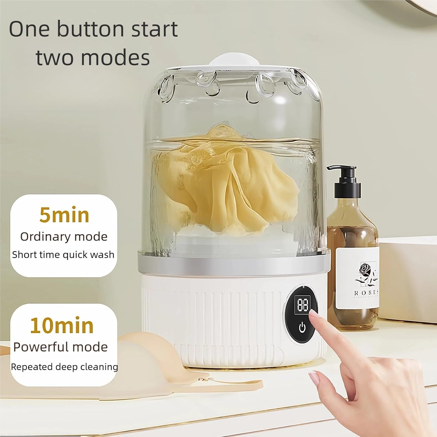 غسالة صغيرة محمولة للاغراض الصغيرة ووشاح الرأس والغسيل اثناء السفر - محاكاة غسيل يدوية لطيفة، تنظيف دوار فعال، صغيرة الحجم، مناسبة للسفر والسكن الجامعي 3 غسالة صغيرة محمولة للاغراض الصغيرة ووشاح الرأس والغسيل اثناء السفر - محاكاة غسيل يدوية لطيفة، تنظيف دوار فعال، صغيرة الحجم، مناسبة للسفر والسكن الجامعي - الصورة 3