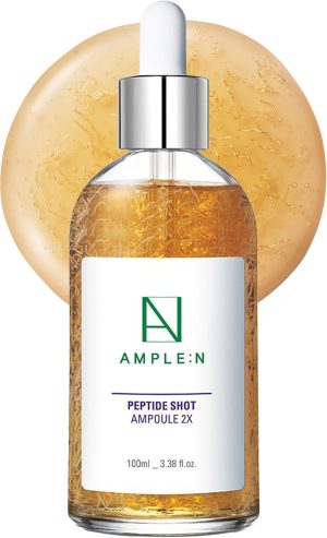 امبولة ببتيد شوت 2X من امبل: ان - سيروم وجه مركز مكثف لمقاومة علامات التقدم في السن مع خيوط الببتيد - يزيل التجاعيد ويحسن تماسك البشرة - يمتلئ ويصلح البشرة، 3.38 اونصة سائلة، من كوريانا