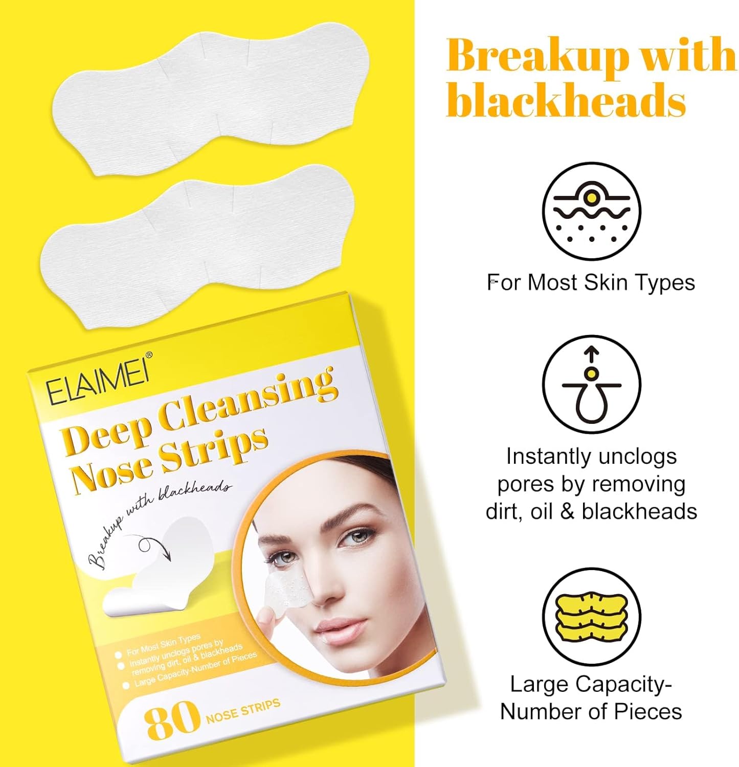 80 قطعة من شرائط ازالة الرؤوس السوداء من بوكيلا، لازالة الرؤوس السوداء الفحمية، للعناية بالبشرة والتنظيف العميق، مزيل الرؤوس السوداء، منظف مسام الانف والوجه، لجميع انواع البشرة 3 80 قطعة من شرائط ازالة الرؤوس السوداء من بوكيلا، لازالة الرؤوس السوداء الفحمية، للعناية بالبشرة والتنظيف العميق، مزيل الرؤوس السوداء، منظف مسام الانف والوجه، لجميع انواع البشرة - الصورة 3