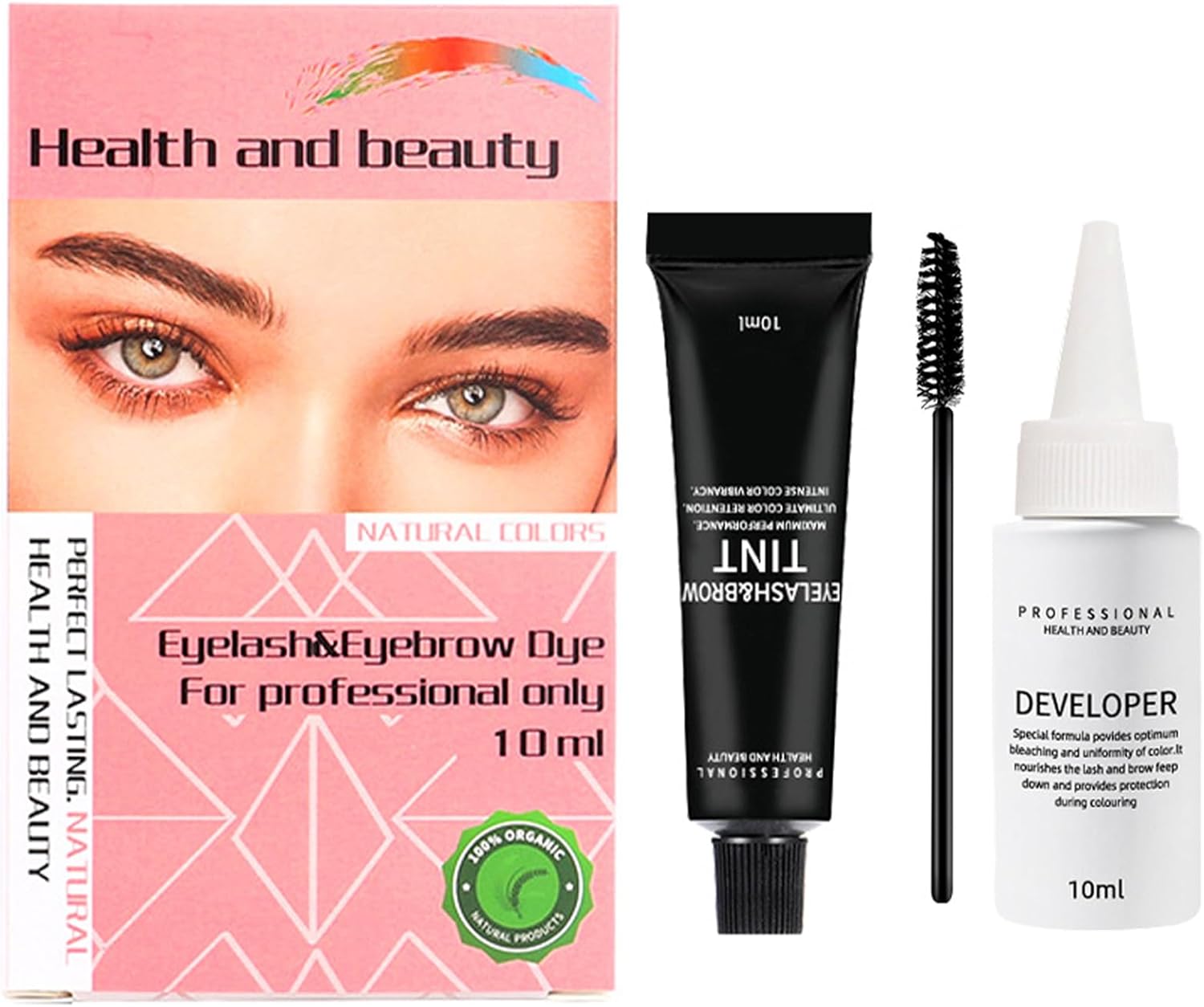 Professional Eyebrow Dye Kit Tattoo Cream Henna Brow Eyelash Eyebrow Tint Set Professional Semi-Permanent Eyelash & Eyebrow Kit, DIY Hair Dying for Salon Home Use (Brown)