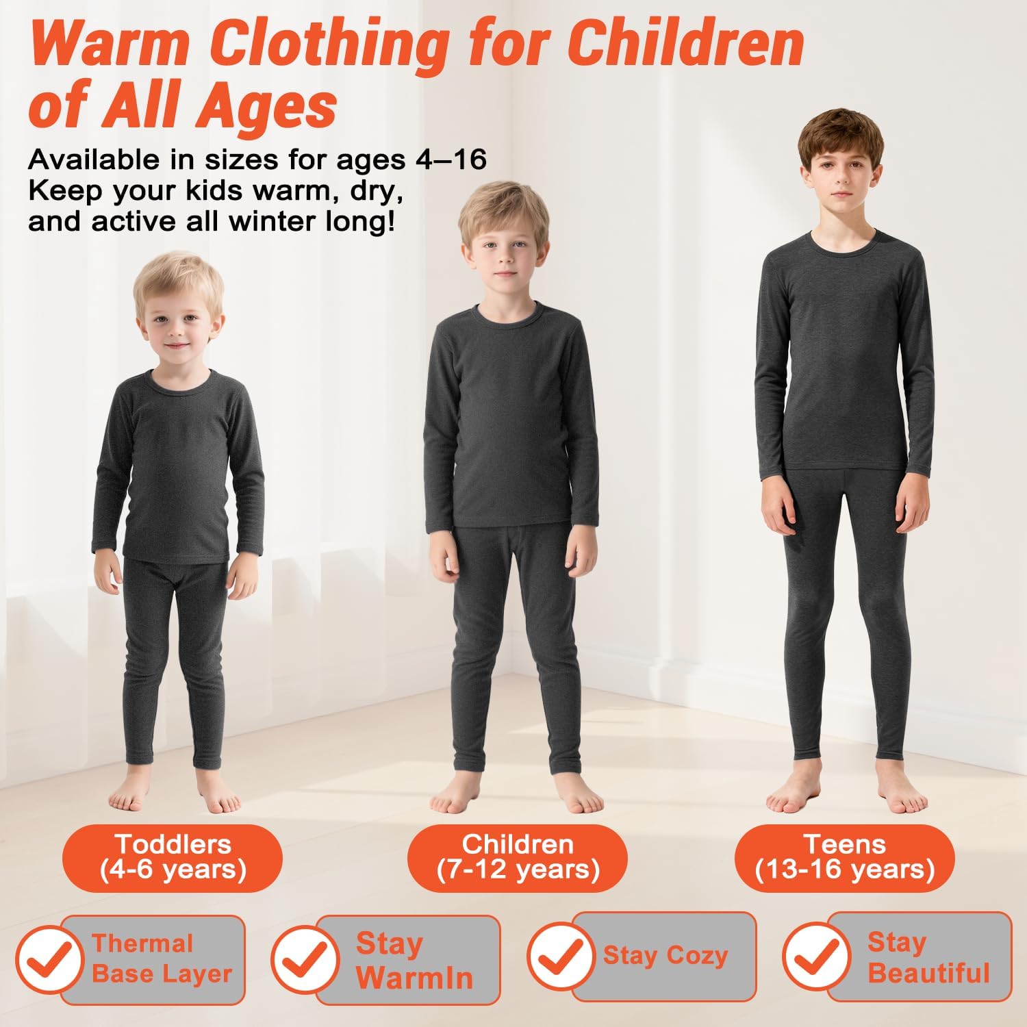 ملابس داخلية حرارية للأطفال من اكس كيموس، مجموعة ملابس داخلية حرارية للأولاد والبنات من عمر 4 إلى 16 سنة، خفيفة الوزن وفائقة النعومة، ملابس داخلية جونز طويلة 3 ملابس داخلية حرارية للأطفال من اكس كيموس، مجموعة ملابس داخلية حرارية للأولاد والبنات من عمر 4 إلى 16 سنة، خفيفة الوزن وفائقة النعومة، ملابس داخلية جونز طويلة - الصورة 3