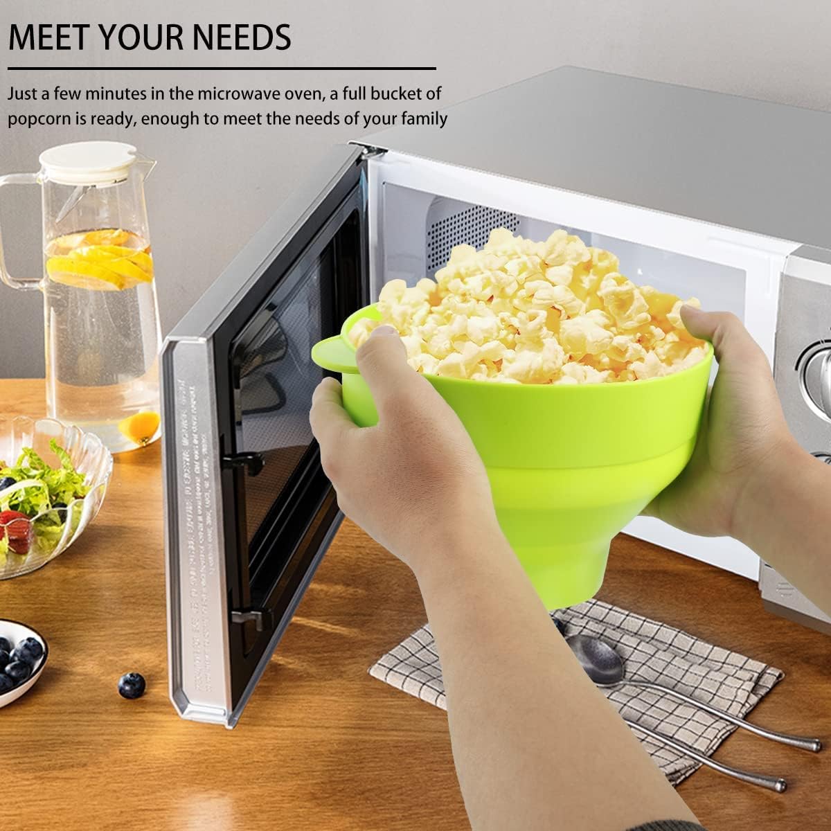 وعاء صنع فشار سيليكون للميكروويف مع غطاء ومقابض من فالكس، وعاء كبير قابل للطي لفرقعة الفشار بالهواء الساخن للمنزل والحفلات، خالي من BPA ومقاوم لدرجات الحرارة العالية وامن لغسالة الصحون، احمر 3 وعاء صنع فشار سيليكون للميكروويف مع غطاء ومقابض من فالكس، وعاء كبير قابل للطي لفرقعة الفشار بالهواء الساخن للمنزل والحفلات، خالي من BPA ومقاوم لدرجات الحرارة العالية وامن لغسالة الصحون، احمر - الصورة 3