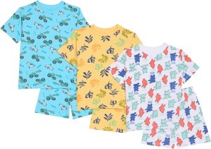 بدلة مكونة من تي شيرت وشورت للأولاد بكتف منسدل من تي تو اف BYS-TSRT-SHRTS-01 (عبوة من 3 قطع)