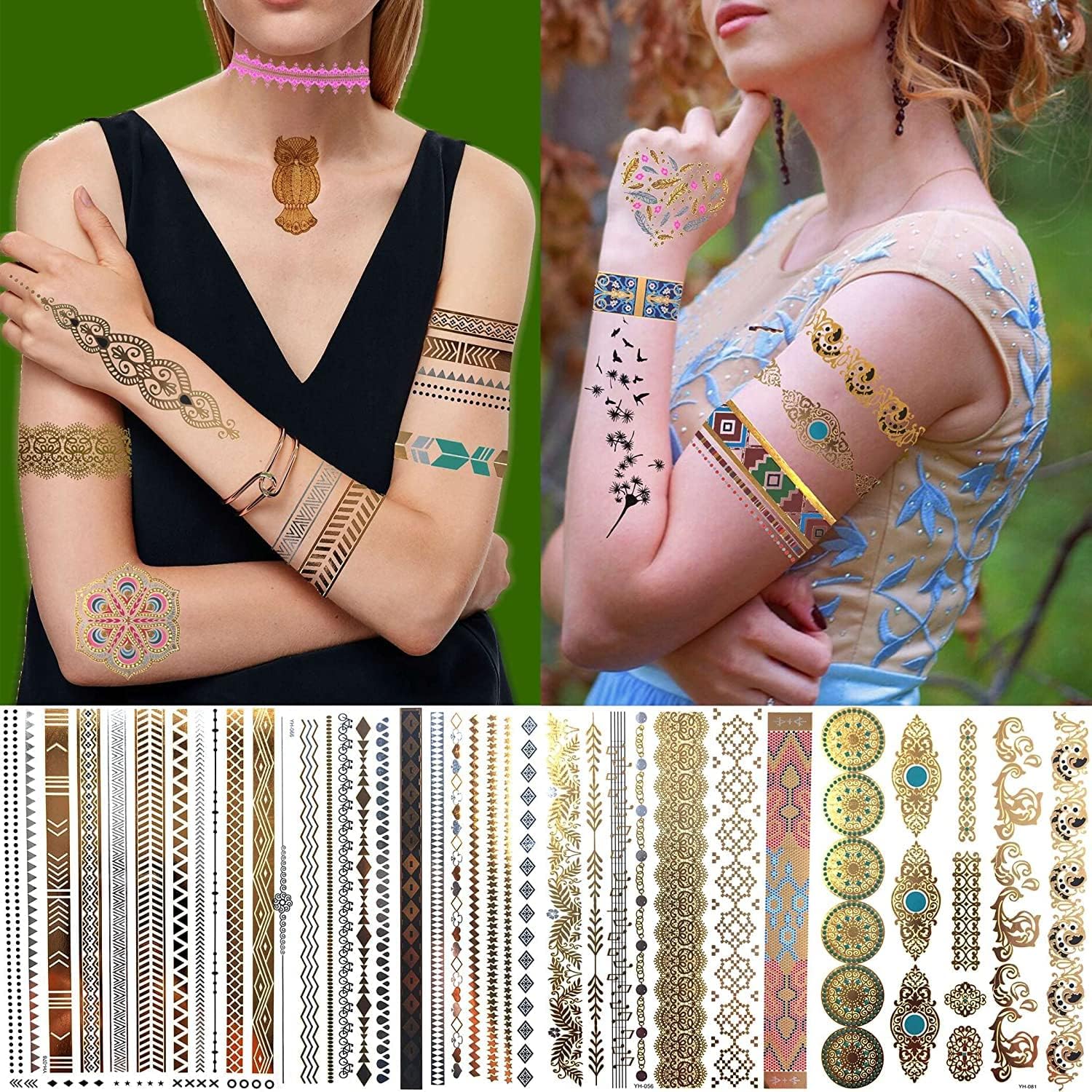 سيوسى 12 ورقة اكثر من 130 نمط ذهبي للوشم المؤقت للنساء والفتيات والمراهقات، ملصقات تاتو فلاش ومجوهرات وهمية للمهرجانات للبالغين، تاتو معدني لامع صيفي، ملصقات فنية للجسم بوهيميا ماندالا 6 سيوسى 12 ورقة اكثر من 130 نمط ذهبي للوشم المؤقت للنساء والفتيات والمراهقات، ملصقات تاتو فلاش ومجوهرات وهمية للمهرجانات للبالغين، تاتو معدني لامع صيفي، ملصقات فنية للجسم بوهيميا ماندالا - الصورة 6