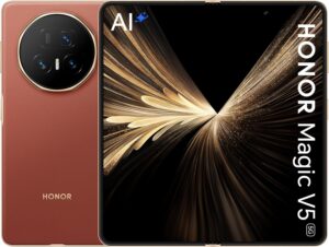 جوال ذكي ماجيك V5 شبكة الجيل الخامس 5G قابل للطي بذاكرة رام 16 جيجابايت وذاكرة داخلية 512 جيجابايت بسمك 8.8 ملم من هونر لون ريديش براون مع لاب توب هونر ماجيك بوك X14 2025 مجانا