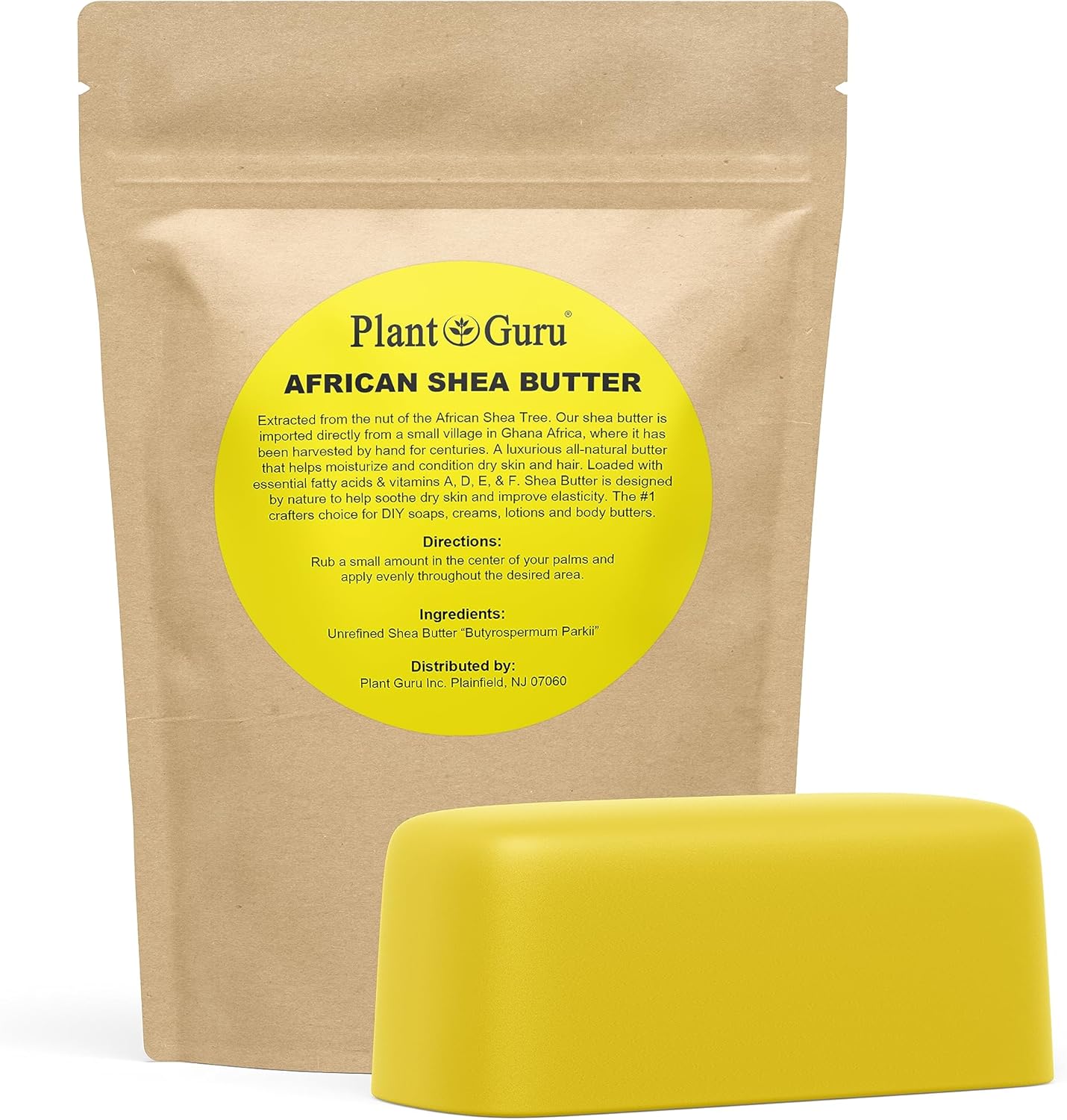 زبدة الشيا الافريقية الخام 1 باوند مكعب اصفر طبيعي نقي 100% غير مكرر - مستورد من غانا - مرطب مثالي للبشرة الجافة والجسم والوجه ونمو الشعر. رائعة لصنع الصابون وبلسم الشفاه بنفسك، 32 اونصة / 2 باوند.