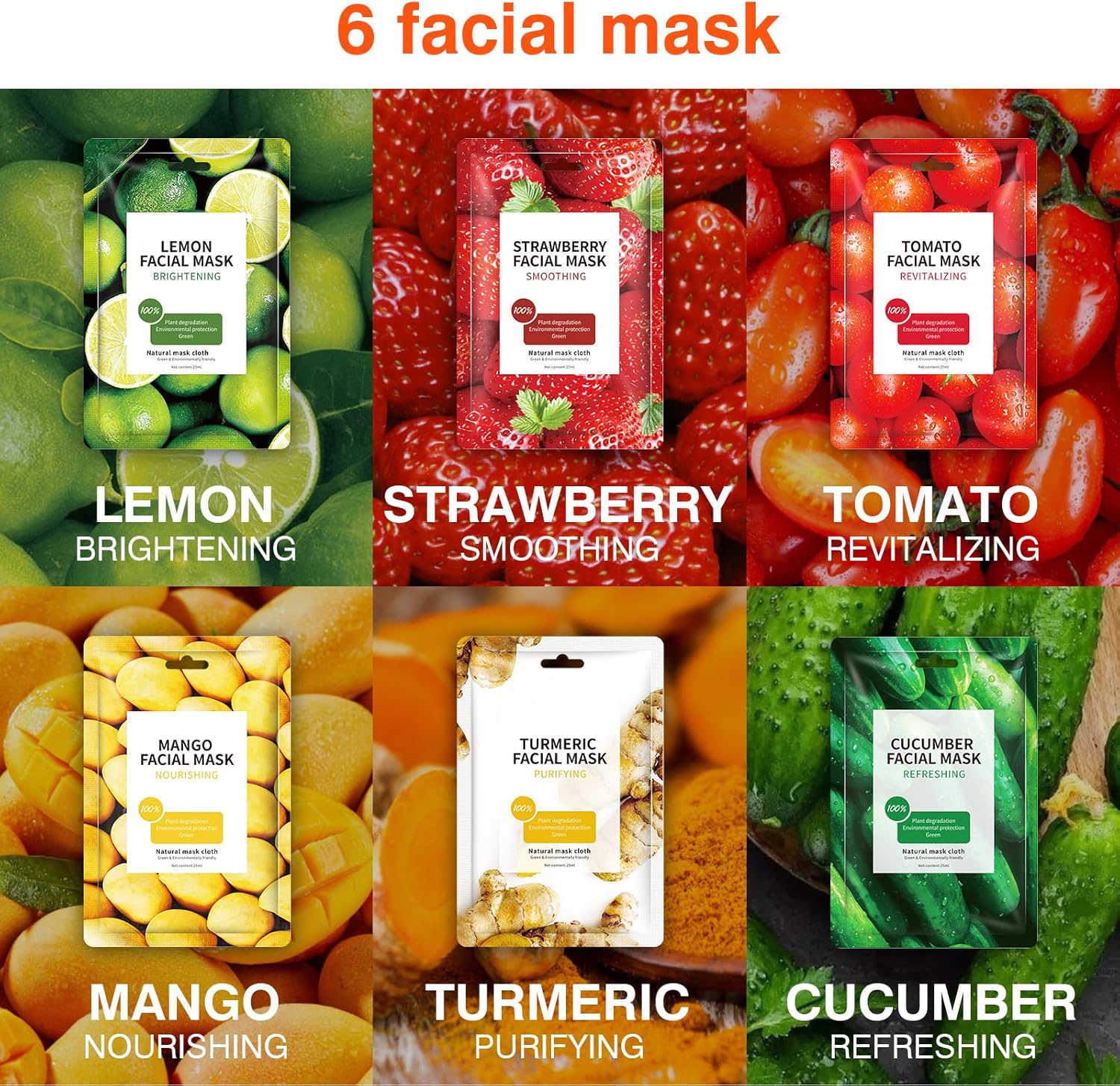 6 عبوات من كمامة الوجه على شكل فاكهة للنساء من جوياوليفو، مجموعة قناع الوجه المرطب للعناية بالبشرة، اقنعة سبا للوجه المرطبة لجميع انواع البشرة 3 6 عبوات من كمامة الوجه على شكل فاكهة للنساء من جوياوليفو، مجموعة قناع الوجه المرطب للعناية بالبشرة، اقنعة سبا للوجه المرطبة لجميع انواع البشرة - الصورة 3