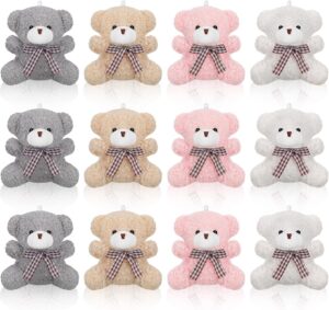 KASTWAVE 12 Pieces 4 Inch Plush Mini Bear Bunny Puppy Koala Easter Stuffed Animals Jointed Doll Toys Furry Dolls for Birthday Wedding Graduation Party Favors DIY Keychain