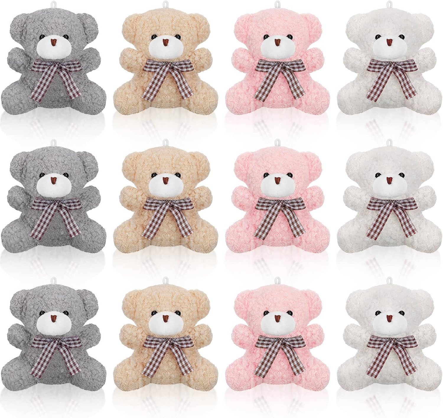 KASTWAVE 12 Pieces 4 Inch Plush Mini Bear Bunny Puppy Koala Easter Stuffed Animals Jointed Doll Toys Furry Dolls for Birthday Wedding Graduation Party Favors DIY Keychain