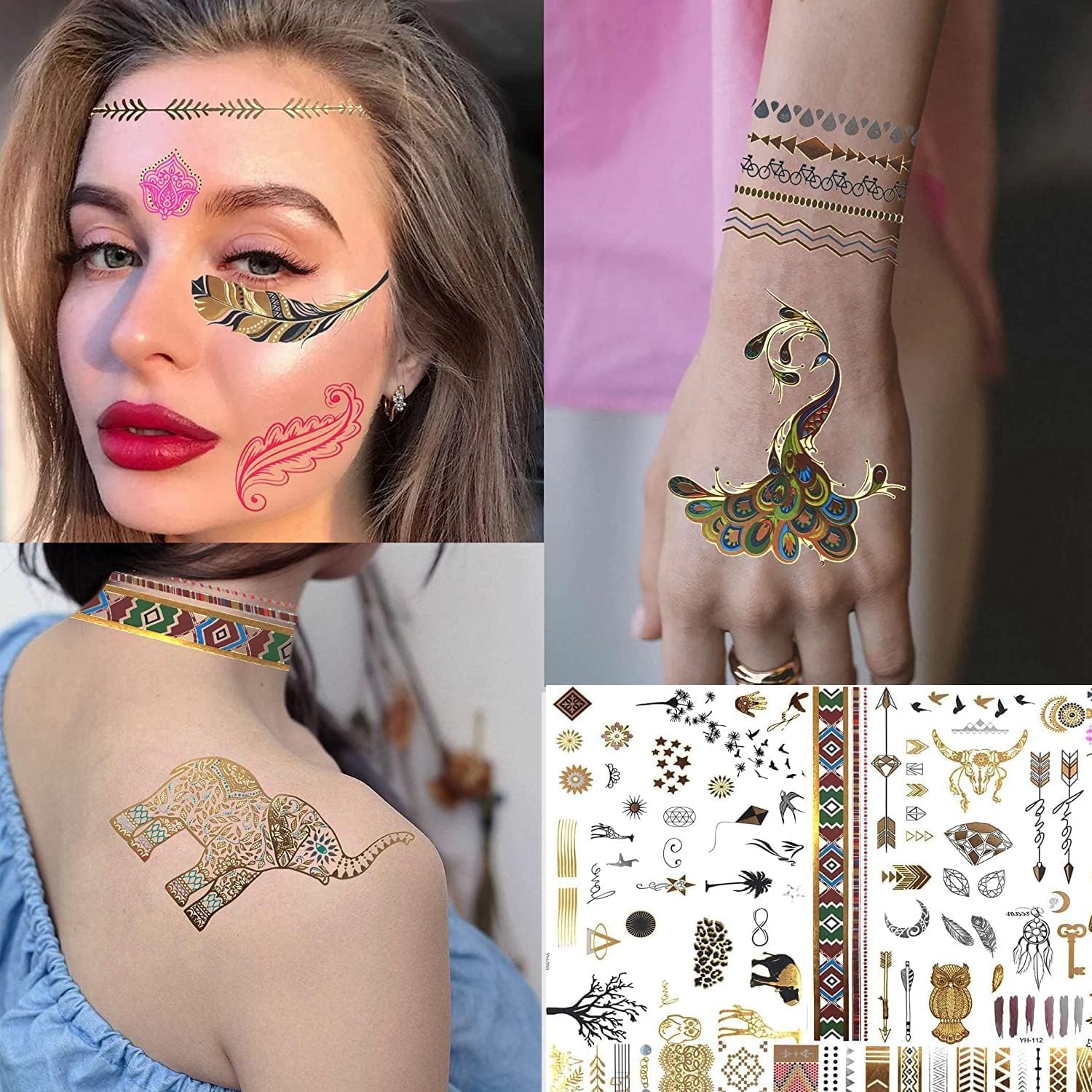 سيوسى 12 ورقة اكثر من 130 نمط ذهبي للوشم المؤقت للنساء والفتيات والمراهقات، ملصقات تاتو فلاش ومجوهرات وهمية للمهرجانات للبالغين، تاتو معدني لامع صيفي، ملصقات فنية للجسم بوهيميا ماندالا 5 سيوسى 12 ورقة اكثر من 130 نمط ذهبي للوشم المؤقت للنساء والفتيات والمراهقات، ملصقات تاتو فلاش ومجوهرات وهمية للمهرجانات للبالغين، تاتو معدني لامع صيفي، ملصقات فنية للجسم بوهيميا ماندالا - الصورة 5