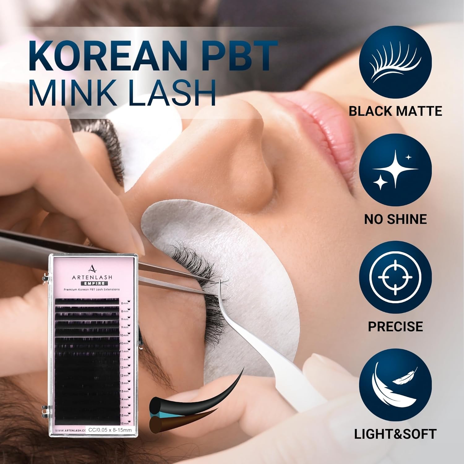 وصلات رموش من المنك الكوري بي بي تي باطوال مختلطة من ارتينلاش JC C CC D رموش مخملية احترافية لفناني الرموش (D-0.10-مزيج (8 الى 15 ملم)) 2 وصلات رموش من المنك الكوري بي بي تي باطوال مختلطة من ارتينلاش JC C CC D رموش مخملية احترافية لفناني الرموش (D-0.10-مزيج (8 الى 15 ملم)) - الصورة 2