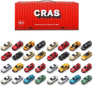 صندوق العاب سيارات السباق - 48 مركبة مع شنطة حمل ومضمار سباق - منظم تخزين سيارة للاولاد والاطفال من سن 3 سنوات فما فوق