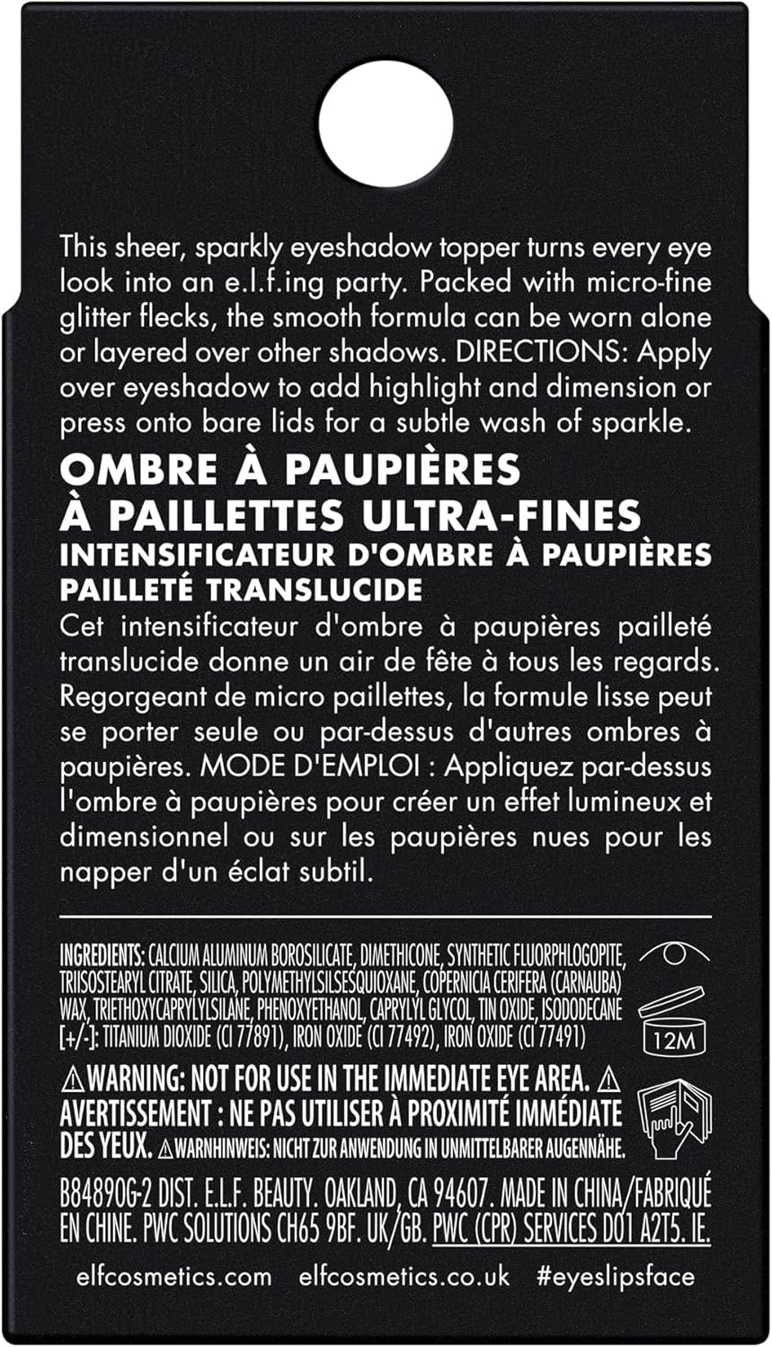 e.l.f. ظلال عيون جليتر من فاين از فليك، ابيض هوت، مسحوق 8 e.l.f. ظلال عيون جليتر من فاين از فليك، ابيض هوت، مسحوق - الصورة 8