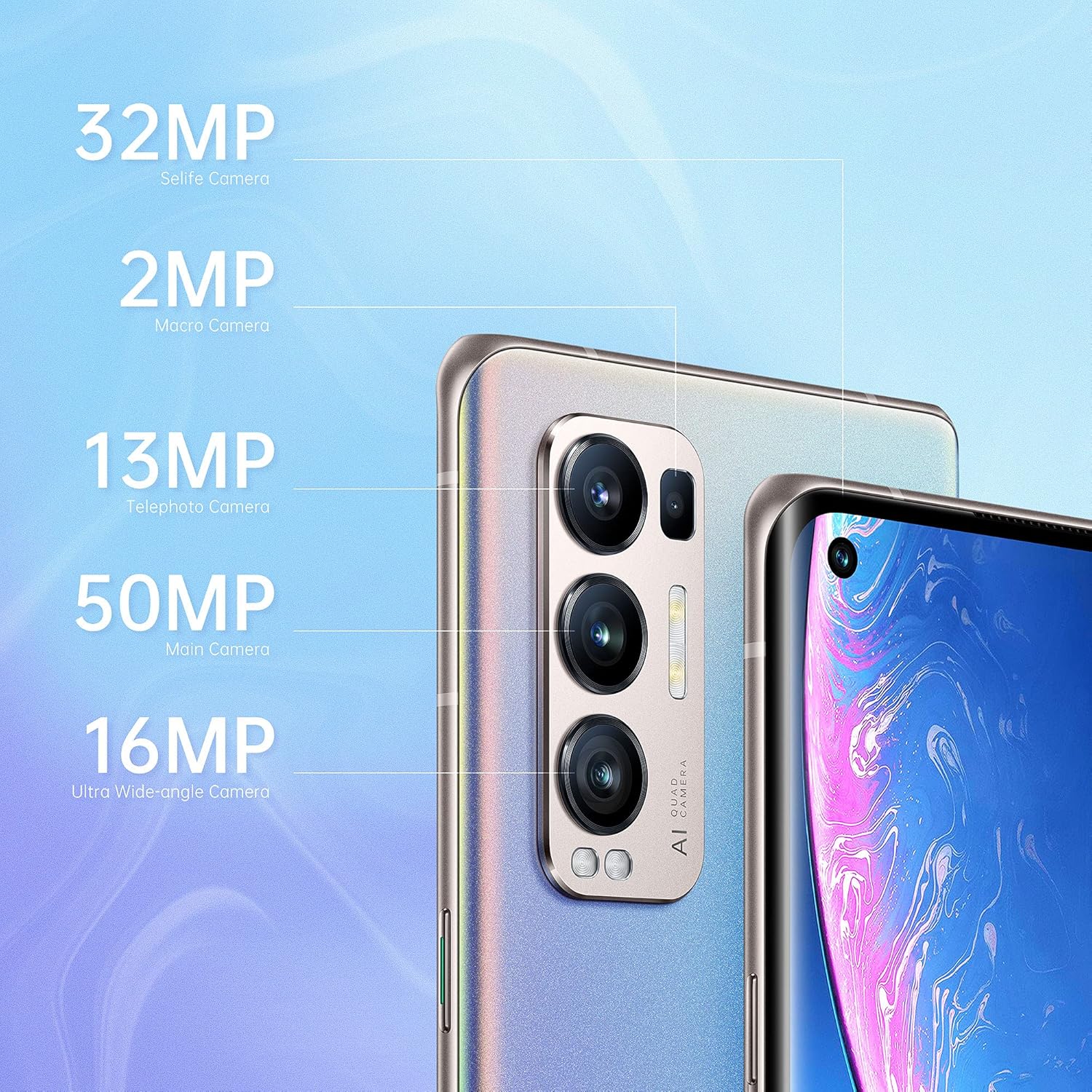 جوال الذكي رينو 5 برو الجيل الخامس بذاكرة 12 GB وسعة تخزين 256 من اوبو لون فضي بشريحتين 5 جوال الذكي رينو 5 برو الجيل الخامس بذاكرة 12 GB وسعة تخزين 256 من اوبو لون فضي بشريحتين - الصورة 5