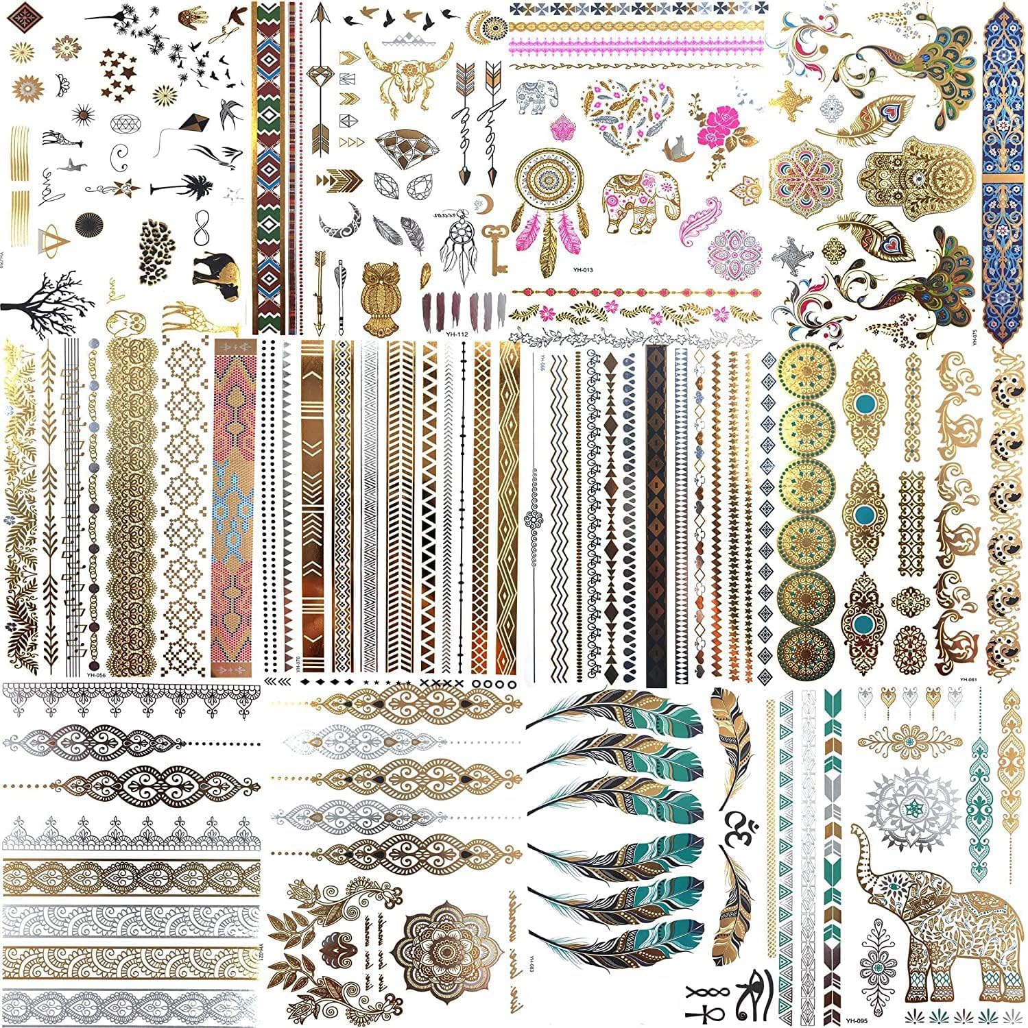 سيوسى 12 ورقة اكثر من 130 نمط ذهبي للوشم المؤقت للنساء والفتيات والمراهقات، ملصقات تاتو فلاش ومجوهرات وهمية للمهرجانات للبالغين، تاتو معدني لامع صيفي، ملصقات فنية للجسم بوهيميا ماندالا 1 سيوسى 12 ورقة اكثر من 130 نمط ذهبي للوشم المؤقت للنساء والفتيات والمراهقات، ملصقات تاتو فلاش ومجوهرات وهمية للمهرجانات للبالغين، تاتو معدني لامع صيفي، ملصقات فنية للجسم بوهيميا ماندالا