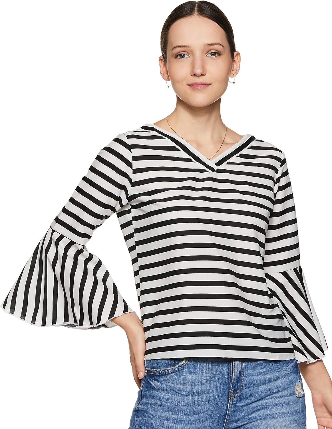 بلوزة بقصة عادية ونمط مخطط للنساء من كراف 1 بلوزة بقصة عادية ونمط مخطط للنساء من كراف