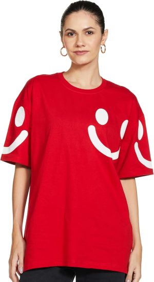 تي شيرت بكتف منسدل بتصميم طبعة «01 Western» للنساء من 2 اف (عبوة قطعة واحدة)