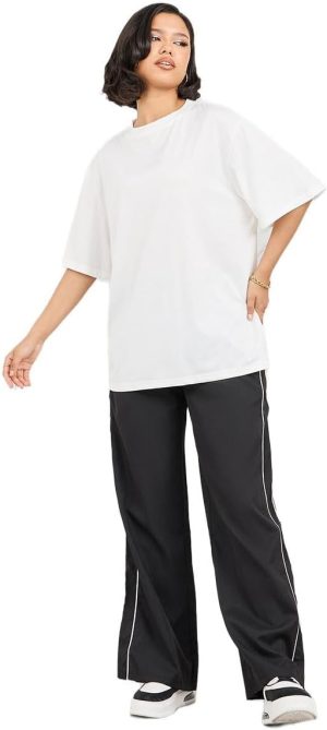 تيشيرت طويل سادة بمقاس كبير للنساء من ستايلي