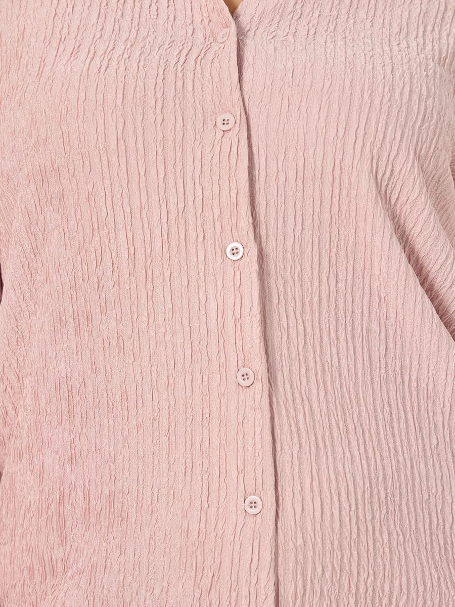 1768181550 قميص نسائي منسوج باكمام منفوخة مقاس كبير من ستايلي