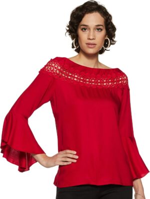 بلوزة بقصة عادية ولون واحد للنساء من كريف