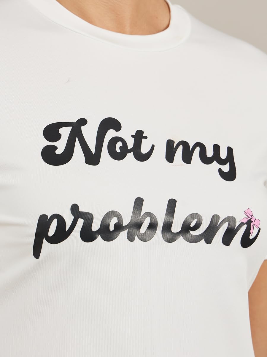 1768388806 تي شيرت قصير من ستايلي بقبة دائرية مطبوع عليه شعار للنساء