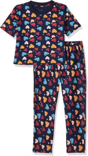 بيجامة مكونة من توب قصير وبنطلون من القطن مطبوع بمقاس كبير للبنات من T2F