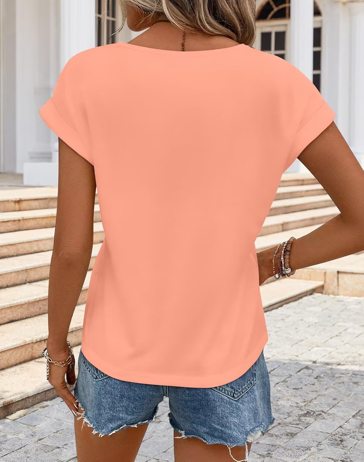 1769071996 Womens Clothing Oversized T Shirts Rolled Short Sleeve Blouse Loose Summer Spring Fashion Tops Basic Casual Tee