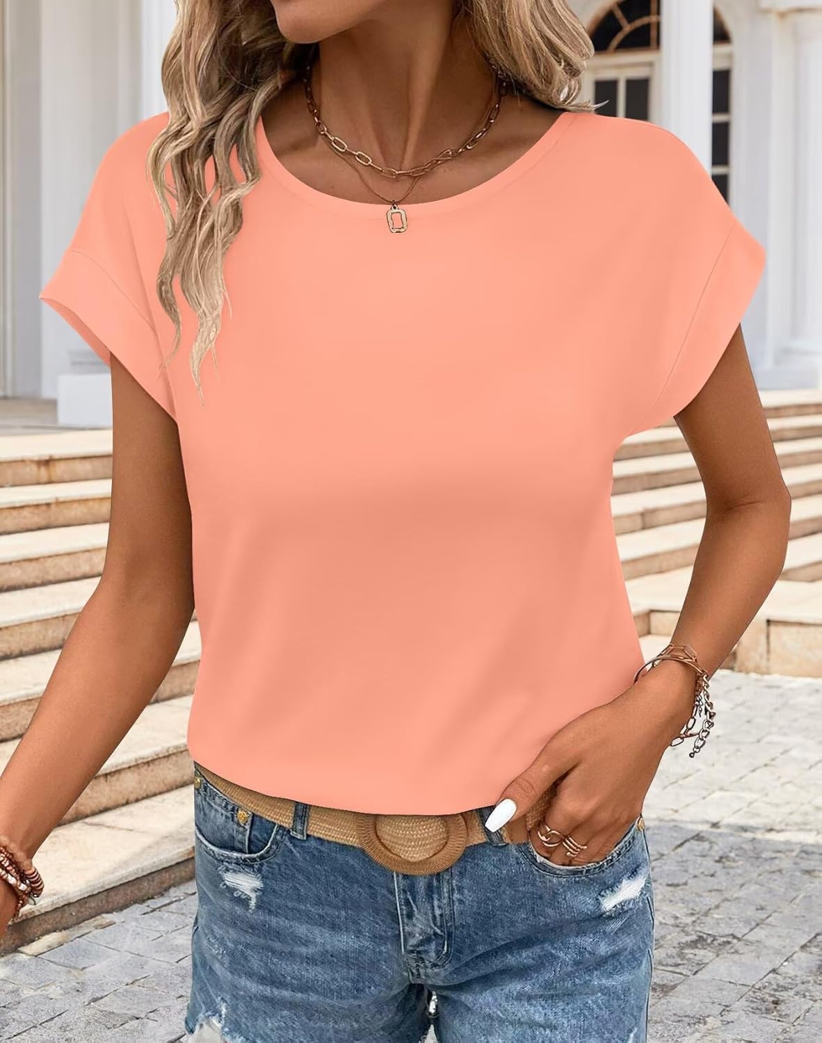 1769071998 Womens Clothing Oversized T Shirts Rolled Short Sleeve Blouse Loose Summer Spring Fashion Tops Basic Casual Tee