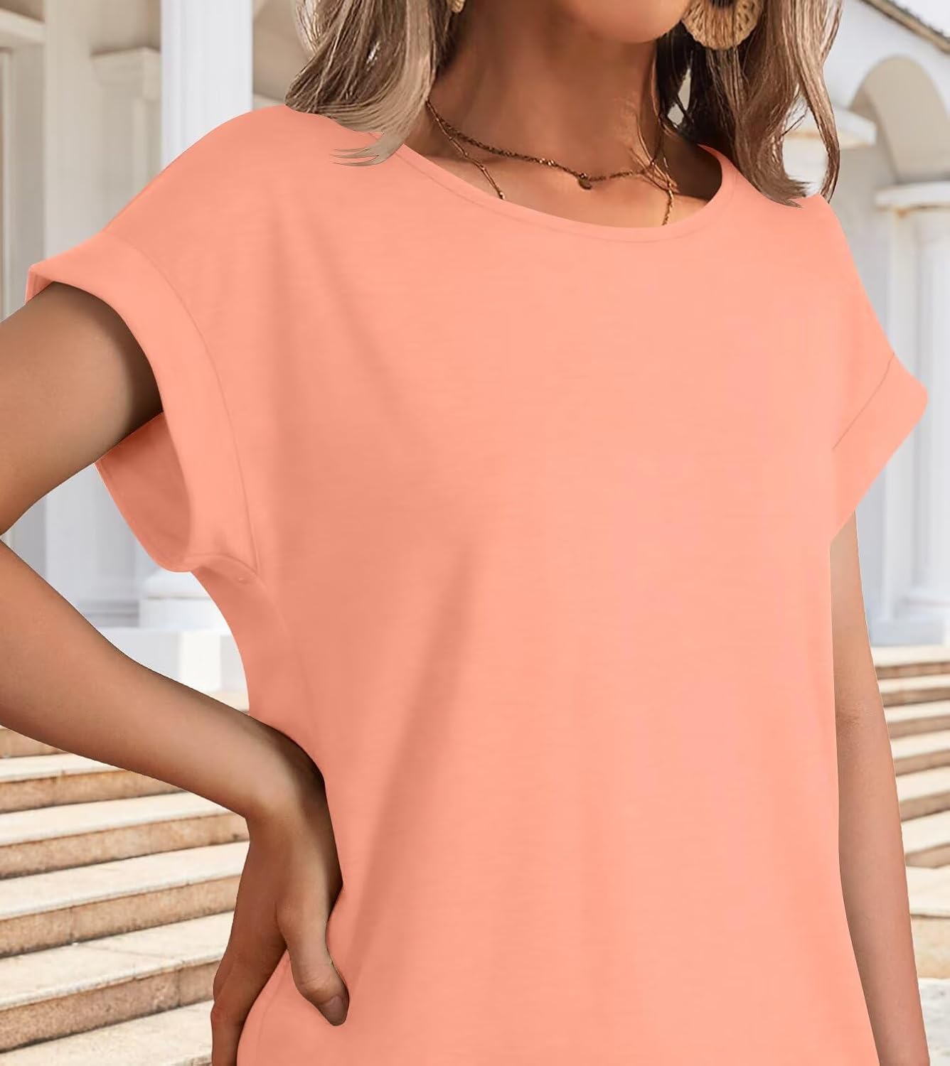 1769071999 Womens Clothing Oversized T Shirts Rolled Short Sleeve Blouse Loose Summer Spring Fashion Tops Basic Casual Tee