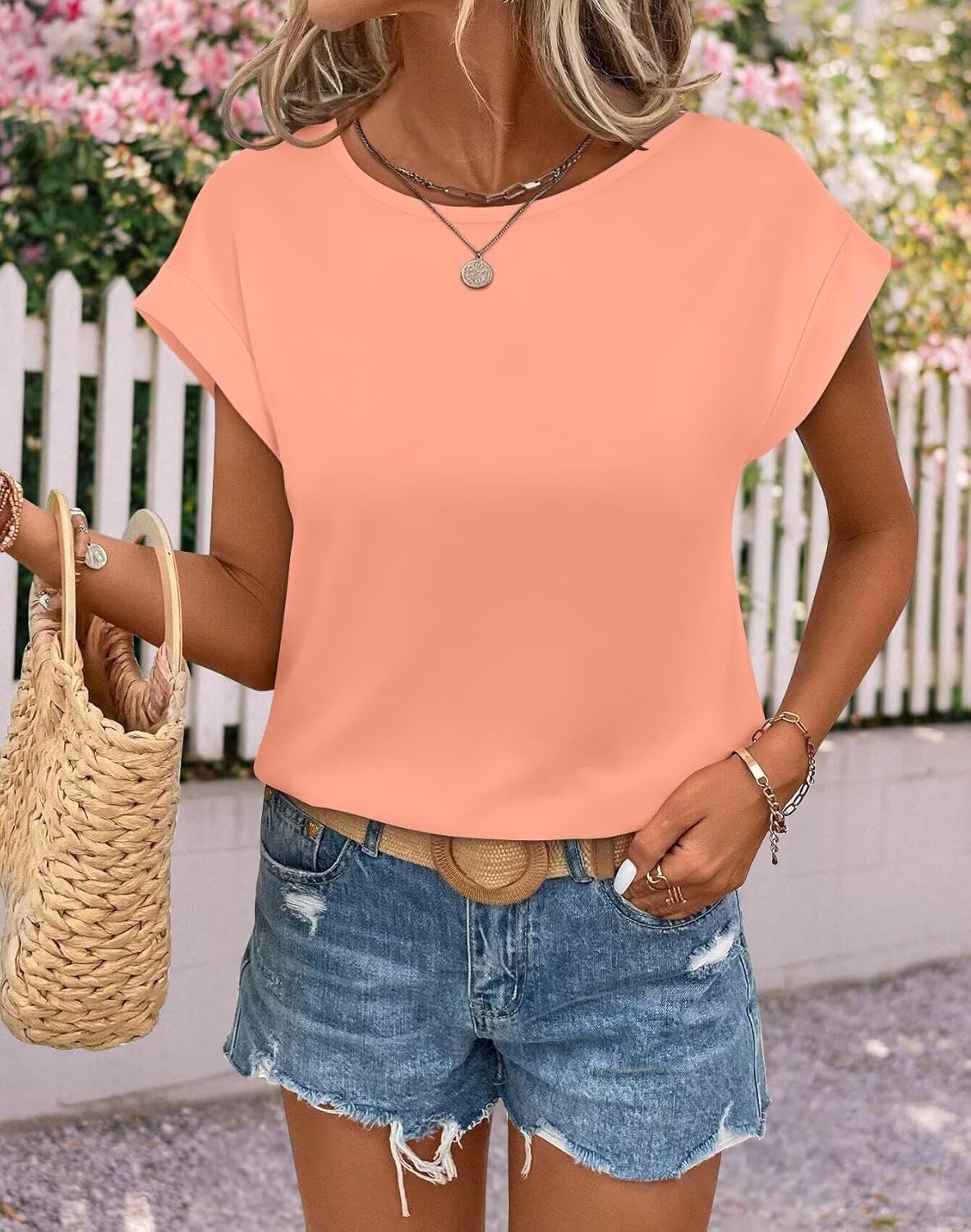 1769072001 Womens Clothing Oversized T Shirts Rolled Short Sleeve Blouse Loose Summer Spring Fashion Tops Basic Casual Tee