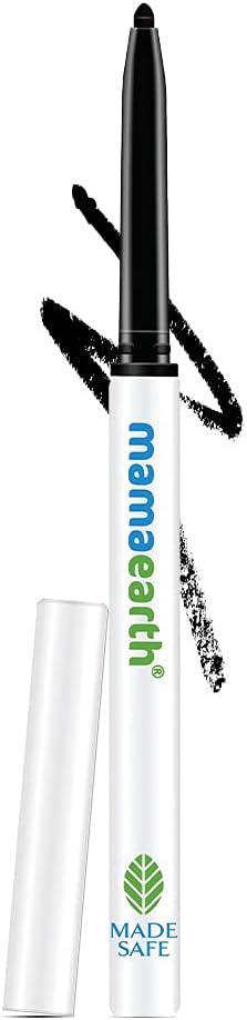 قلم كاجال من ماما ايرث مصنوع الفحم للون يدوم طويلا وقابل للسحب ومقاوم للماء مكون فيتامين C والبابونج لمدة 11 ساعة بدون تلطخ عبوة قطعة واحدة بلون اسود غير لامع