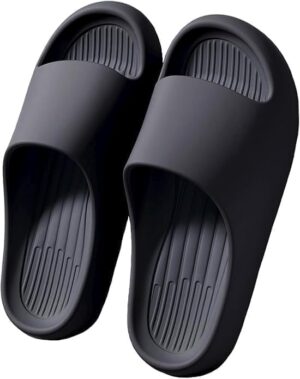 Men's and women's slippers/adult shower slippers with cushioned insoles | Bathroom or indoor use (Dark blue, Adult, 46, Numeric, EU Footwear Size System, Medium)