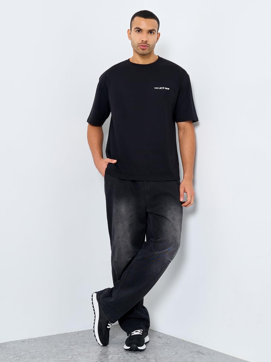 تيشيرت جيرسي مطبوع وبمقاس كبير للرجال، لون أسود من ستايلي 7 51+zKHWBVDL. AC SL1200