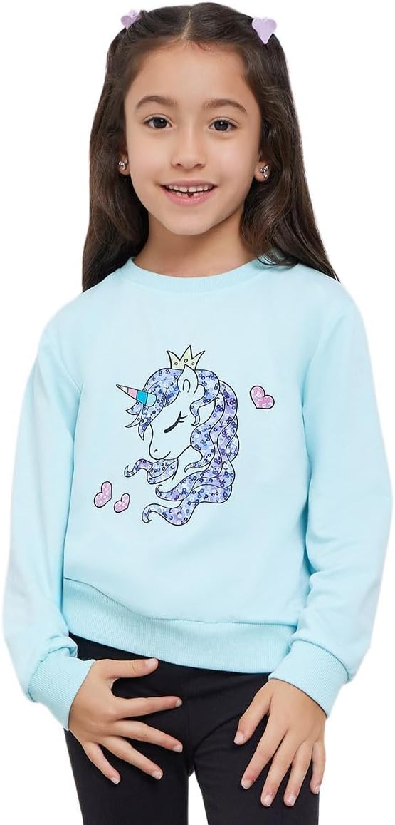 سويت شيرت بناتي بتصميم يونيكورن من ستايلي، باللون الأزرق