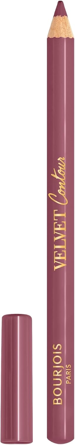 قلم تحديد الشفاه فيلفيت كونتور بملمس كريمي غير لامع لون وردي 33 (Rose Water) يحدد الشفاه تطبيق دقيق بزبدة الشيا وزيت بذور العنب لمدة 8 ساعات بدون تطاير أو تلطيخ من بورجوا وزن 1.14 جم