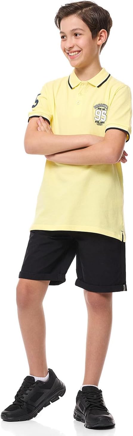 تي شيرت 325-0145TB116-6 كلاسيك للأولاد من ار اند بي، لون أصفر