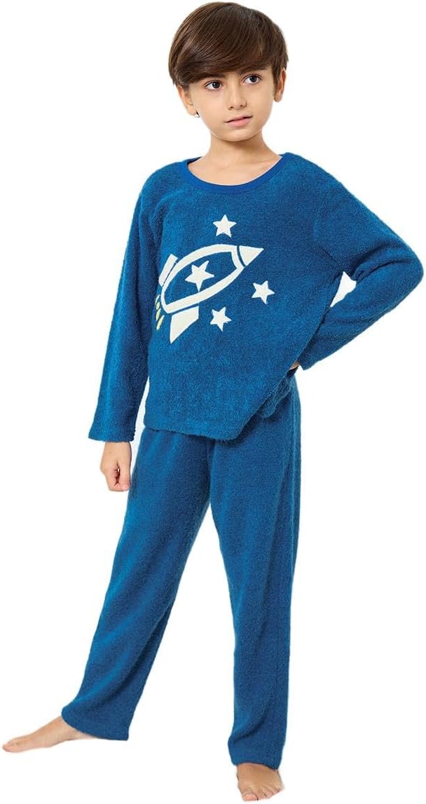 طقم بيجامة مكون من توب صوف مزين بنجوم الفضاء للأولاد من ستايلي