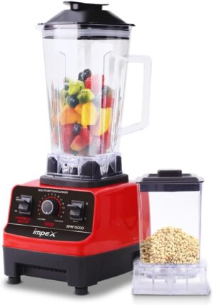 Impex Multi-Function 2-in-1 Blender | High-Speed Mixer Grinder | 2L Large Liquidizing Jar, 0.3L Grinding Jar | 6 Stainless Steel Blades | 15 Power Levels, Overheat Protection, Anti-Skid Base | BL1002