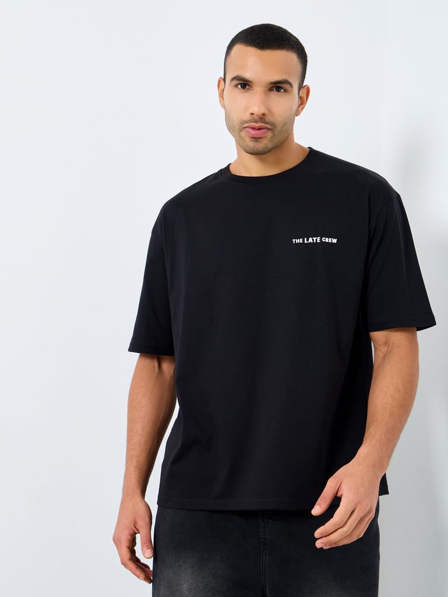 تيشيرت جيرسي مطبوع وبمقاس كبير للرجال، لون أسود من ستايلي 6 51Mm52WkKJL. AC SL1200