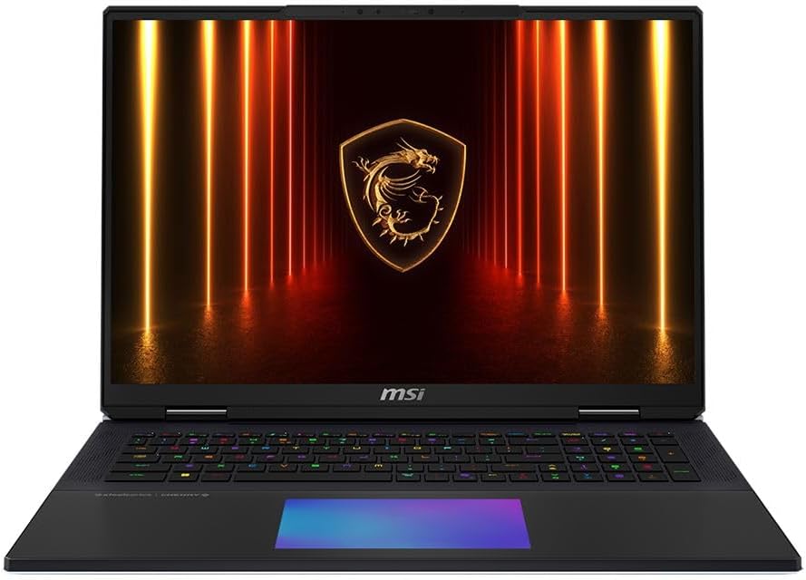 MSI لابتوب العاب تيتان 18 HX AI A2XWJG 18 انش UHD+ صغير LED 120Hz - كور بلاك، انتل كور الترا 9 285HX 2.1GHz؛ انفيديا جيفورس RXT 5090 GPU 24GB GDDR7؛ 64GB DDR5 RAM؛ 2×2TB NVMe SSD