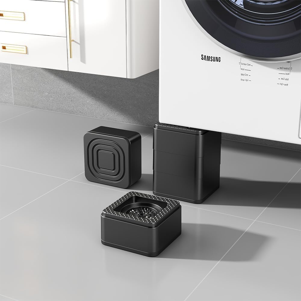 وسادات اكس سبرينج مضادة للاهتزاز، 4 قطع من وسادات تثبيت الغسالة المطاطية الاسود، مخمدات اهتزاز مضادة للحركة لتقليل الضوضاء وامتصاص الصدمات