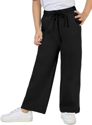 بنطلون رياضي بأرجل واسعة مع حزام خصر برباط للبنات من ستايلي