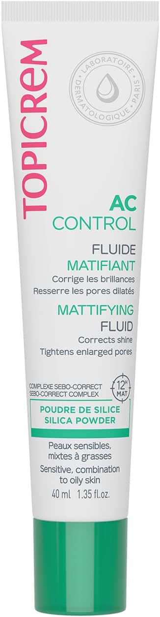 توبيكريم سائل غير لامع من ايه سي كونترول - للعناية بالوجه ضد الزهم ومضاد لللمعان - يلمع البشرة لمدة 12 ساعة، يشد المسام - البشرة الحساسة، البشرة المختلطة الى الدهنية - 40 مل