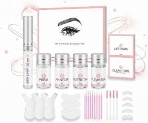 مجموعة رفع الرموش 2 في 1 وتصفيح الحواجب، مجموعة احترافية لرفع الرموش والحواجب للاستخدام المنزلي في صالونات التجميل والمنزل وتمويج الرموش ووصلات الرموش وتجعيد الحواجب، تدوم طويلا لمدة 6-8 اسابيع